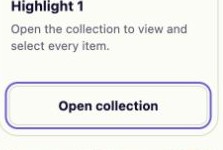 A saved public Snapchat Highlight with its Open collection button