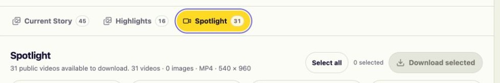 Spotlight tab and public video summary with format and resolution details